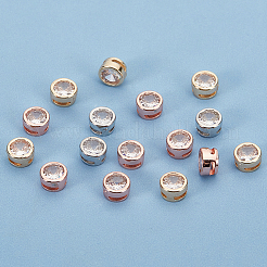 30Pcs 3 Colors Rack Plating Brass Micro Pave Cubic Zirconia Slide Charms&nbsp;KK-BC0012-83
