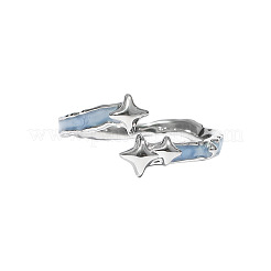 女性用真鍮エナメルカフリング  スター  プラチナ  ライトスチールブルー  15~20mm&nbsp;WG700EC-01