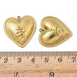 304ステンレスペンダント  蛇と心  イオンプレーティング（ip）  18KGP本金メッキ  25x25.5x6.5mm  穴：1.6mm&nbsp;STAS-D127-10G