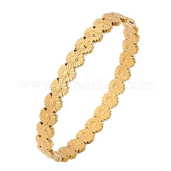 女性用304ステンレススチールヒンジ付きバングル  デイジー  18KGP本金メッキ  内径：2.36インチ（6cm）&nbsp;WG3D24D-01