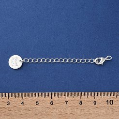 真鍮のカニカンとチェーン付き  手作りの単語でフラットラウンド  カドミウムフリー＆鉛フリー  925銀メッキ  74mm&nbsp;KK-F880-36S