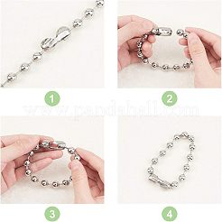 304ステンレススチールボールチェーンブレスレットとネックレスジュエリーセット  ステンレス鋼色  8-1/2インチ（21.5cm）  18.1インチ（46cm）  2個/箱&nbsp;SJEW-UN0001-01P