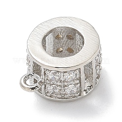 Rack Plating Brass Micro Pave Clear Cubic Zirconia Tube Bails&nbsp;KK-L224-021P