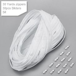 服飾材料  ナイロン閉口ジッパー  ファスナー部品  バッグジッパー用  スプレー塗装亜鉛合金ジッパースライダー付きジッパーヘッド  ホワイト  34x2.5mm  1 PC  27x10x9mm  30pc&nbsp;FIND-BC0001-29B