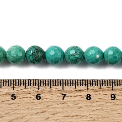 天然マグネサイトビーズ連売り  染め＆加熱  ファセット（128ファセット）  ラウンド  グリーン  8mm  穴：1mm  約46個/連  14.96''（38センチメートル）&nbsp;G-P598-E-8mm-04