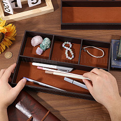 2Pcs Desktop 4-Grid PU Leather Organizer Display Storage Trays&nbsp;CON-CA0001-036A