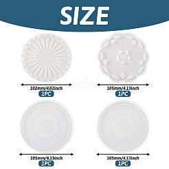 4Pcs 4 Style DIY Silicone Mandala Pattern Coaster Molds&nbsp;DIY-TA0006-42