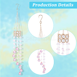 Flower Round Glass Beads Tassel Hanging Suncatchers for Window Garden Outdoor Decoration&nbsp;HJEW-WH20020-007B
