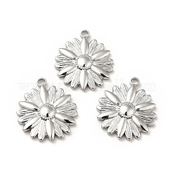 変色しない304ステンレススチールペンダント  花のチャーム  ステンレス鋼色  25.5x22x3mm  穴：2.5mm&nbsp;STAS-H172-12P