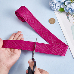 ヴィンテージジャカードポリエステルリボン  菱形模様の刺繍織りリボン  カメリア  1-1/2インチ（38mm）  約10.00ヤード（9.14m）/ロール&nbsp;OCOR-WH0111-106