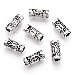 チベット風合金ビーズ  カドミウムフリー＆鉛フリー  コラム  アンティークシルバー  13.5x6mm  穴：3.5mm  約4850個/5000g&nbsp;TIBEB-TAC0002-05AS