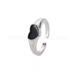 Enamel Heart Open Cuff Ring&nbsp;RJEW-S038-215