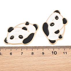 動物の合金エナメルカボション  粘着ステッカー付き  パンダ  ライトゴールド  ホワイト  ブラック  24x28x1.5mm&nbsp;AL-CBA1A6F-01KCG-B