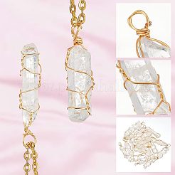 天然水晶の尖ったペンダント20個  金色の銅線を巻いた  弾丸  27.5~40x7~9x7.5~9mm  穴：2mm&nbsp;FIND-FG0001-58