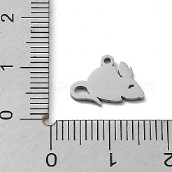 変色しない304ステンレススチールチャーム  ステンレス鋼色  レーザー切断  マウス  10x13x1mm  穴：1.2mm.&nbsp;STAS-K272-01D-P