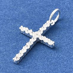 925 Sterling Silver Micro Pave Clear Cubic Zirconia Pendants&nbsp;STER-F059-04S