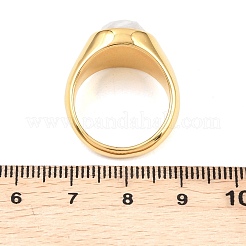 304 Stainless Steel Natural Moonstone Finger Rings&nbsp;RJEW-F203-02G-01