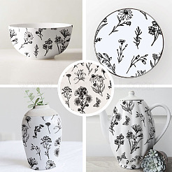 紙セラミックデカール  陶器 陶磁器 粘土転写紙  下絵花紙  花  520x370mm  模様：48x33ミリ&nbsp;DIY-WH0729-034