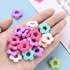 不透明なアクリルビーズフレーム  花  ミックスカラー  19x20x3.5mm  穴：1.6mm  内径：6.5mm  約632個/500g&nbsp;TACR-S154-29D