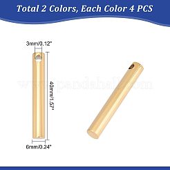 8個2色イオンプレーティング(IP)304ステンレススチールチャーム  コラム  ゴールデン·ステンレス鋼色  40x6mm  穴：3mm  4個/色&nbsp;STAS-UN0037-16