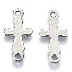変色しない201ステンレス鋼リンクコネクター  レーザー切断  クロス  ステンレス鋼色  18.5x9x1mm  穴：1.6mm&nbsp;STAS-R116-082