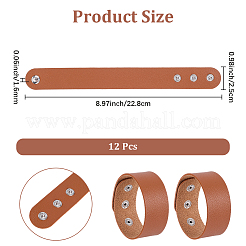 PVC＆鉄コードブレスレット12個  男性と女性のためのスナップブレスレット  キャメル  22.8x2.5x0.16cm&nbsp;AJEW-CL0002-49B