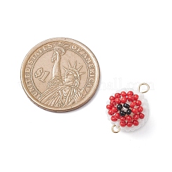 Halloween Glass Peal & Glass Seed Beaded Round Eye Links Connector Charms&nbsp;PALLOY-MZ00948-02
