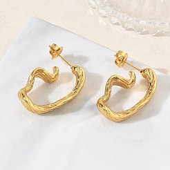 女性用304ステンレススチールスタッドピアス  ハーフフープピアス  イオンプレーティング（ip）  ゴールドカラー  26x7mm&nbsp;EJEW-K333-31G