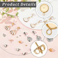 48Pcs 2 Styles Stainless Steel Stud Earring Findings&nbsp;STAS-BBC0010-23B