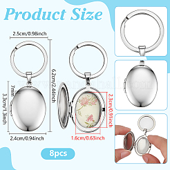 ステンレススチール製フォトロケットキーホルダー  オーバル  スプリットキーリング付き  ステンレス鋼色  62mm&nbsp;KEYC-WH0056-007P
