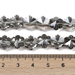 電気メッキガラスビーズセット  スノーフレーク  パール光沢メッキ  多面カット  濃いグレー  9x10x6mm  穴：0.9mm  約70個/連  24.41''（62センチメートル）&nbsp;EGLA-B011-01A-PL02