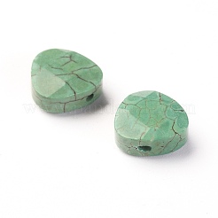 天然マグネサイトビーズ  染め  多面カット  三角形  ダークシーグリーン  9x9x4mm  穴：0.7mm&nbsp;TURQ-L031-015