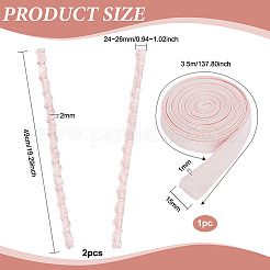 女性用ウェディングドレスジッパー交換用1セット  調節可能なフィット サテン コルセット バック キット  レースアップ フォーマルウエディングドレス  パールピンク  ループリボン：490x24~26x2mm  リボン：3500x15x1mm&nbsp;DIY-BC0009-93E