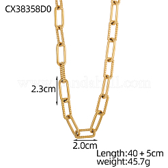 304ステンレススチールペーパークリップチェーンネックレス  イオンプレーティング（ip）  14KGP本金メッキ  17.72インチ（45cm）&nbsp;STAS-OY007-60G