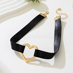 Heart Alloy Link Imitation Leather Choker Necklaces for Women&nbsp;FS-WGE663A-01