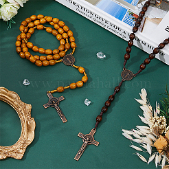 2Pcs 2 Colors Alloy Religion Crucifix Cross Pendant Necklaces Set&nbsp;NJEW-FI0001-38