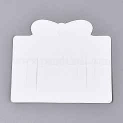 ヘアクリップ収納用の厚紙製ジュエリーディスプレイカード  ちょう結びの長方形  パールピンク  9x10.2x0.04cm  穴：8mm&nbsp;CDIS-N004-04