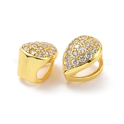 Eco-friendly Rack Plating Brass Micro Pave Cubic Zirconia Slide Charms&nbsp;KK-F843-29G