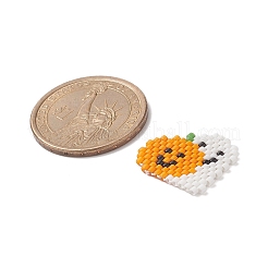 手作りみゆき日本のシードビーズ  織機模様  カボチャと幽霊  ハロウィン用  ダークオレンジ  17.5x20x2mm&nbsp;PALLOY-MZ00017