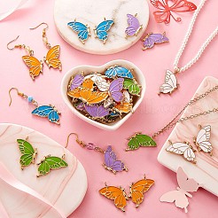 50 個エナメル蝶チャームペンダント合金エナメル昆虫チャーム混合カラフルなジュエリーネックレスイヤリングブレスレット作る工芸品  ゴールドカラー  31x19mm  穴：2mm&nbsp;JX331A