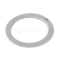 変色しない304ステンレススチールペンダント  リングチャーム  ステンレス鋼色  32.5x0.9mm  穴：1.4mm&nbsp;STAS-L279-003P