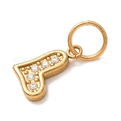 304 Stainless Steel Micro Pave Clear Cubic Zirconia Charms&nbsp;CU-CBAB6EC-22G