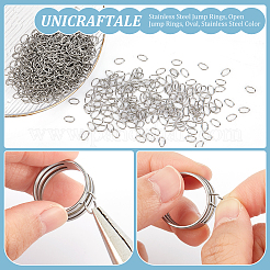 304ステンレススチールオープン丸カン1000個  オーバル  ステンレス鋼色  20ゲージ  8x5x0.8mm  内径：3.5x6.5mm&nbsp;STAS-UN0053-17