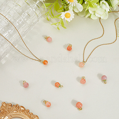 10Pcs Natural Agate Peach Charms with Brass Jump Rings&nbsp;G-BBC0001-62
