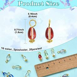 20Pcs 10 Colors Transparent Glass Pendants&nbsp;PALLOY-FS00073