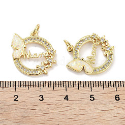Brass Micro Pave Clear Cubic Zirconia Pendants&nbsp;KK-L213-028G