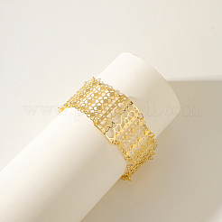 女性用中空真鍮リンクブレスレット  ハート＆フラットラウンド  ゴールドカラー  内径：7-7/8インチ（20cm）&nbsp;PW9769