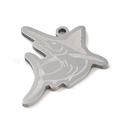 変色しない201ステンレススチールペンダント  マーリン魚チャーム  ステンレス鋼色  26x23x1.5mm  穴：1mm&nbsp;STAS-C095-30P