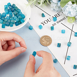 1連売り天然石英ビーズ連売り  染め  正方形  ディープスカイブルー  7~9x7~8x6~7mm  穴：1mm  約49~51個/連  14.76~14.96インチ（37.5~38cm）&nbsp;G-OC0004-55A