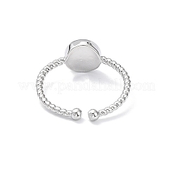 天然アメジストカフスリング  女性用ラックメッキ真鍮オープンリング  プラチナ  1.5~2.5mm  内径：18mm&nbsp;RJEW-E074-01P-03